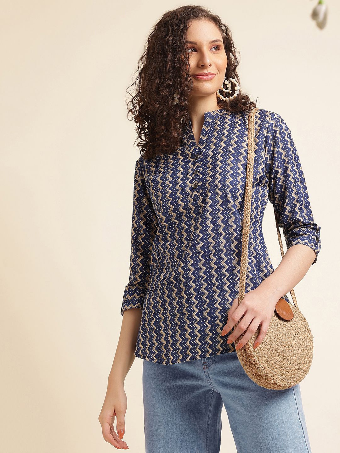 

DressBerry Women Abstract Printed Top, Blue