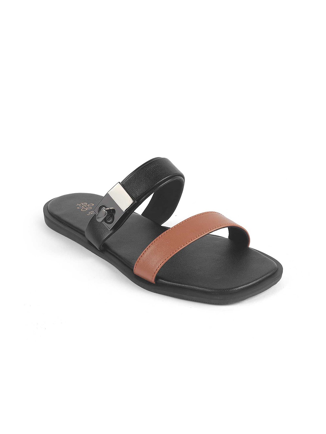 

Tresmode Women Andira Colourblocked Open Toe Flats, Black