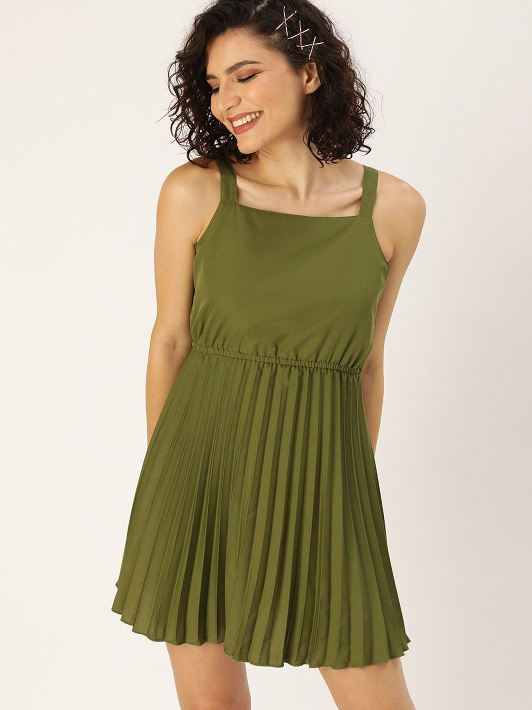 

Moda Rapido Women Crepe A-Line Mini Dress, Olive