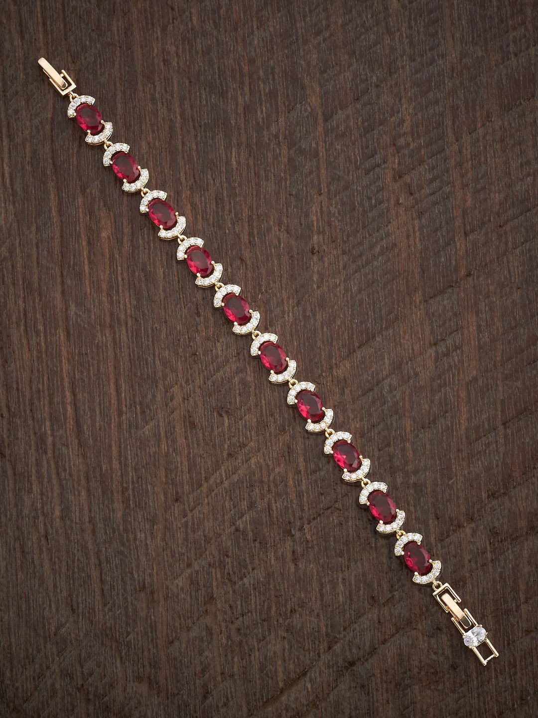 

Kushal's Fashion Jewellery Cubic Zirconia Gold-Plated Link Bracelet