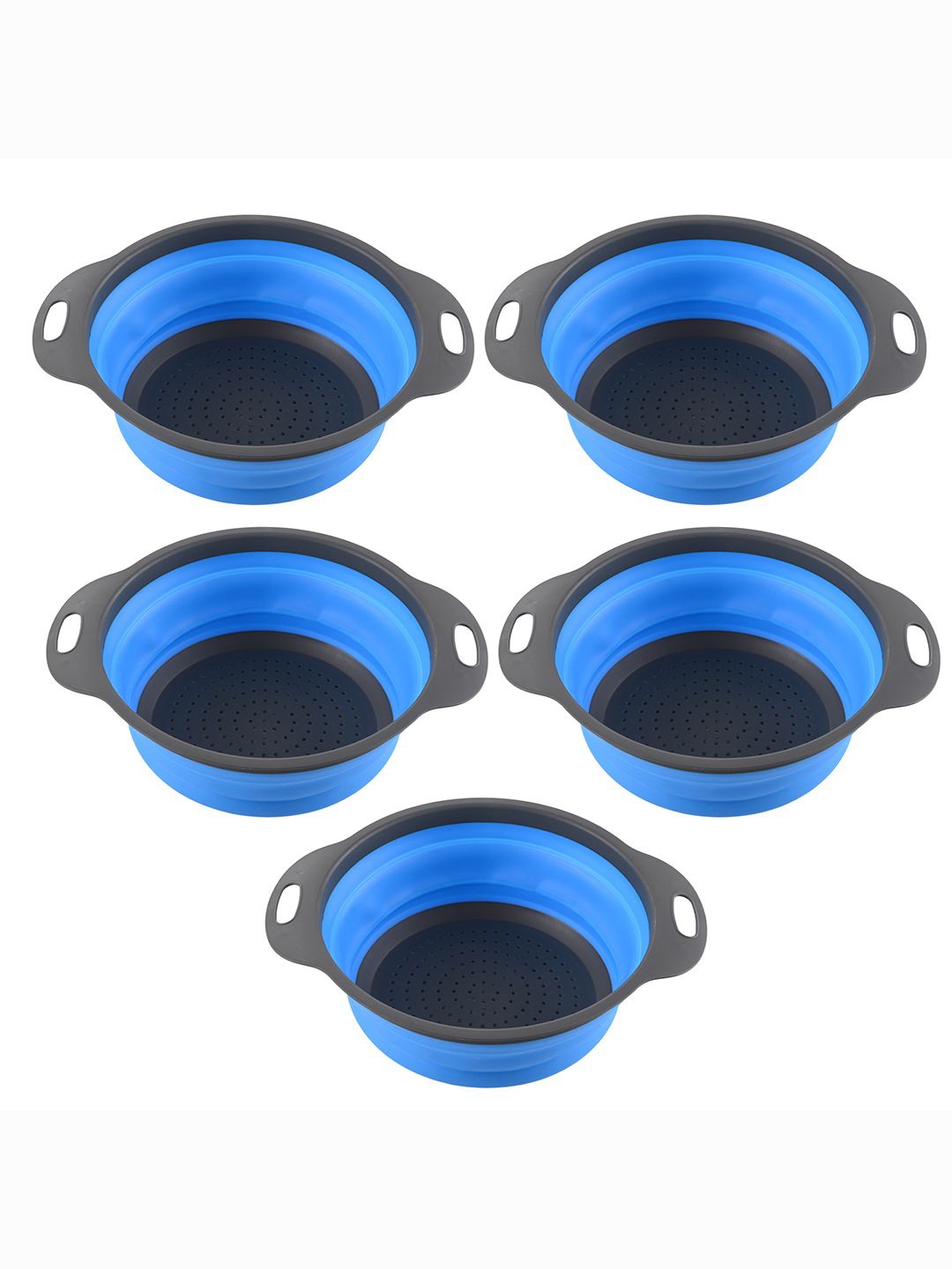 

Kuber Industries Blue 5 Pieces Multipurpose Silicon Kitchen Strainer