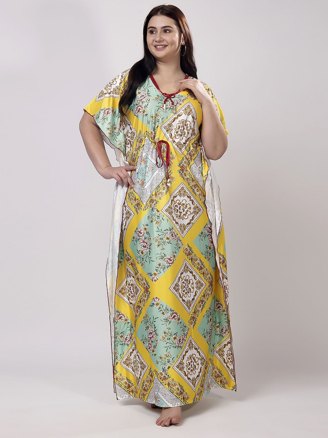

CHUI MUI Women Printed Maxi Nightdress, Yellow