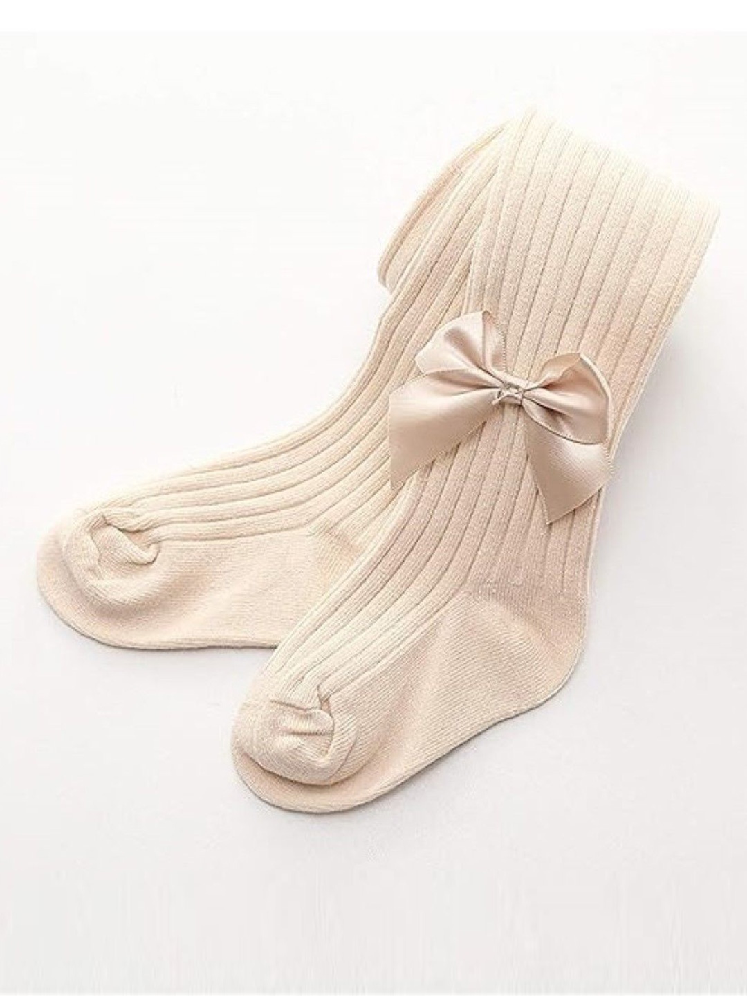 

EL REGALO Girls Striped Knee Length Socks, Cream