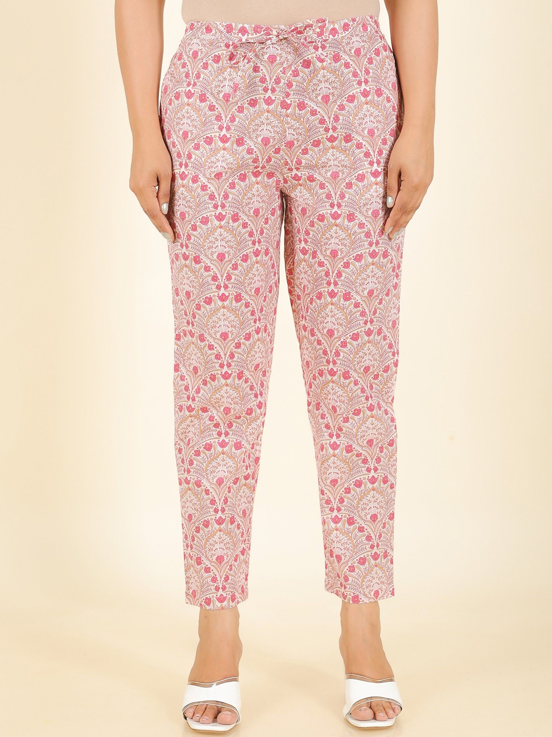 

Aramya Women Floral Printed Cotton Ethnic Palazzos, Pink