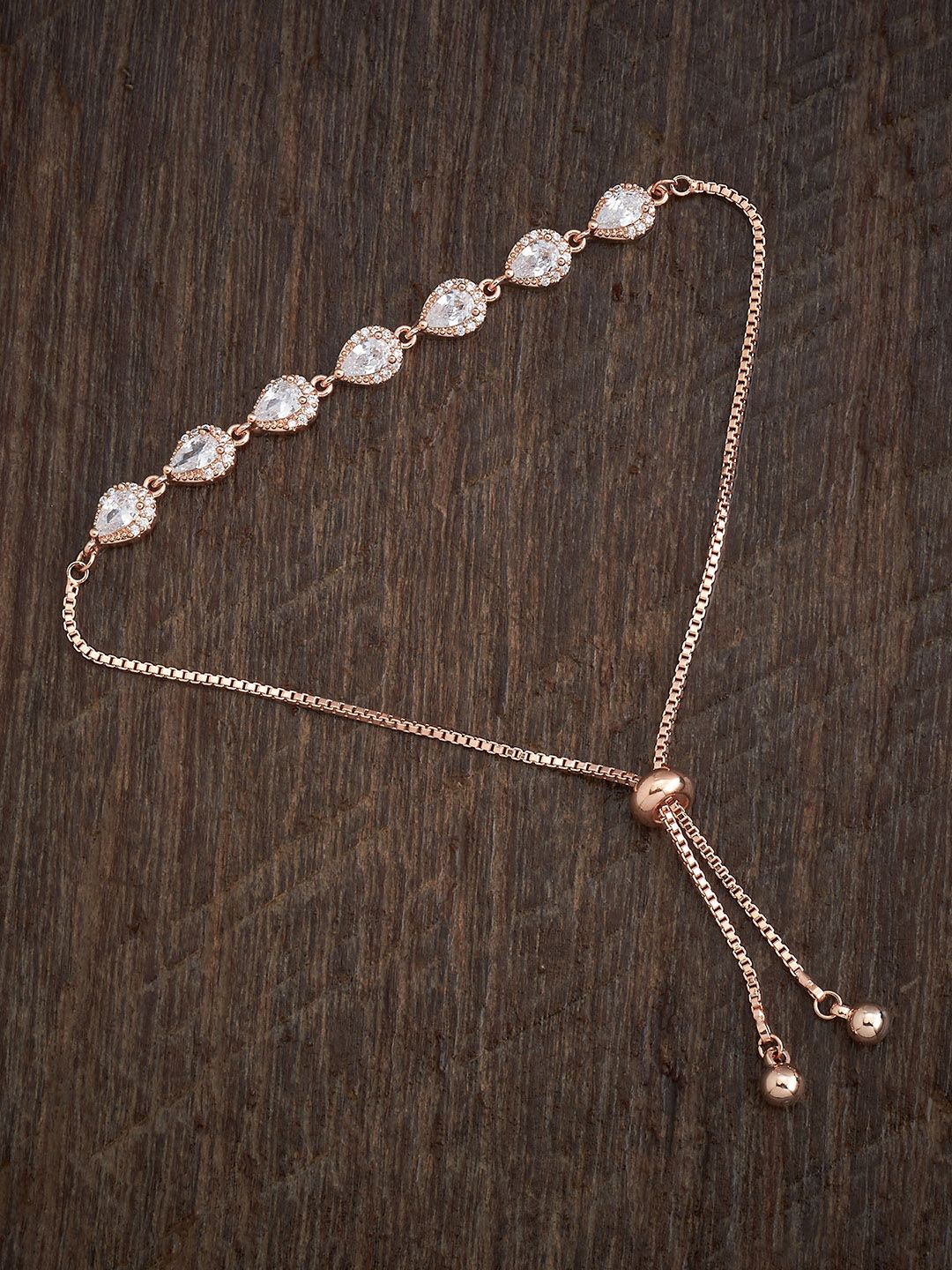

Kushal's Fashion Jewellery Women Rose Gold-Plated CZ-Studded Wraparound Bracelet