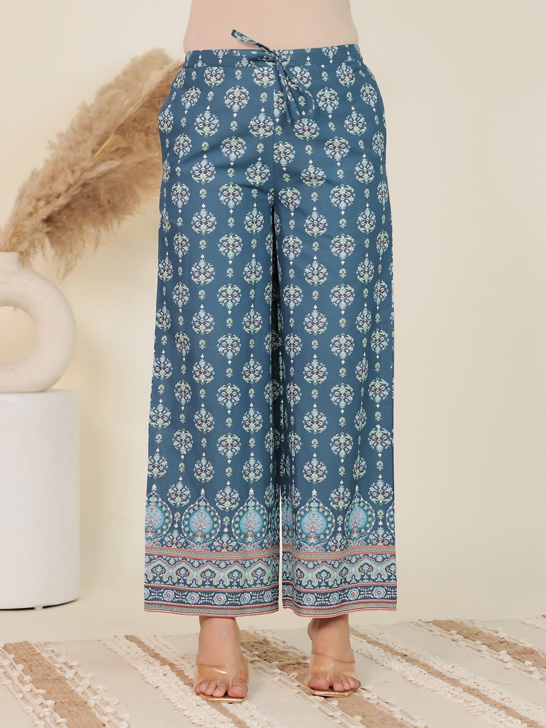 

Aramya Women Floral Printed Ethnic Palazzos, Blue