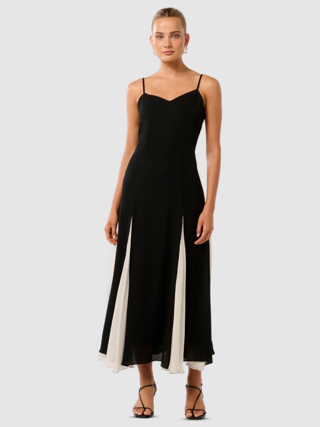 

Forever New Women Colourblocked Sleeveless Maxi Dress, Black