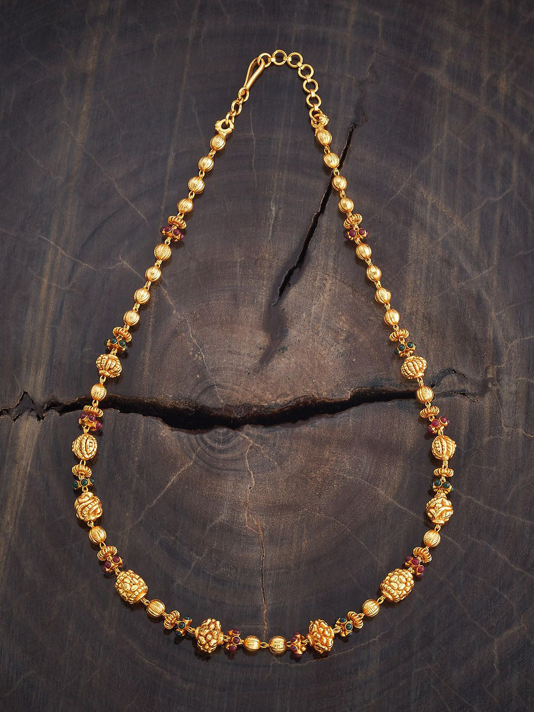 

Kushal's Fashion Jewellery Sterling Silver Gold-Plated Temple Necklace