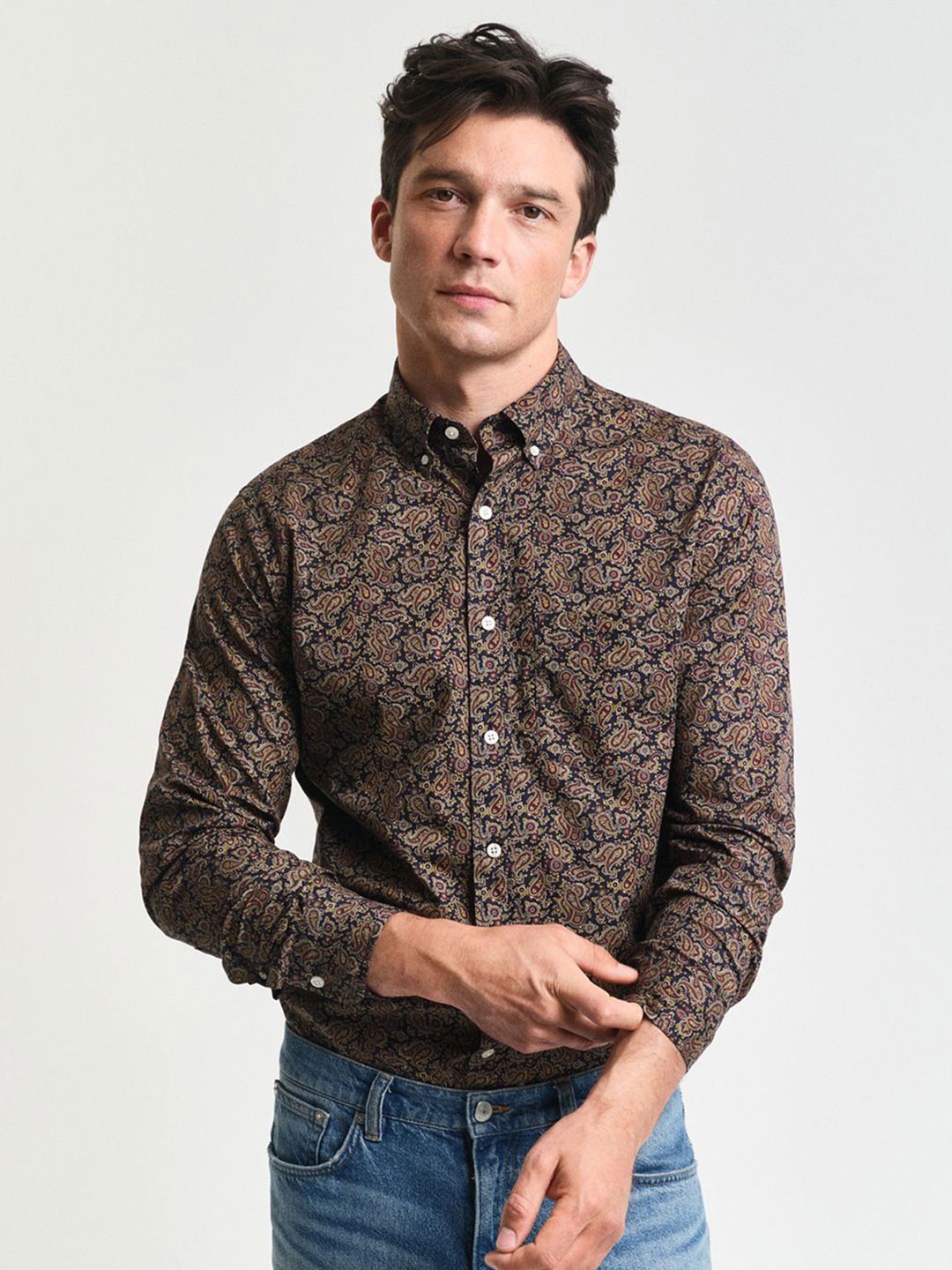 

GANT Men Regular Fit Paisley Print Button Down Casual Shirt, Blue