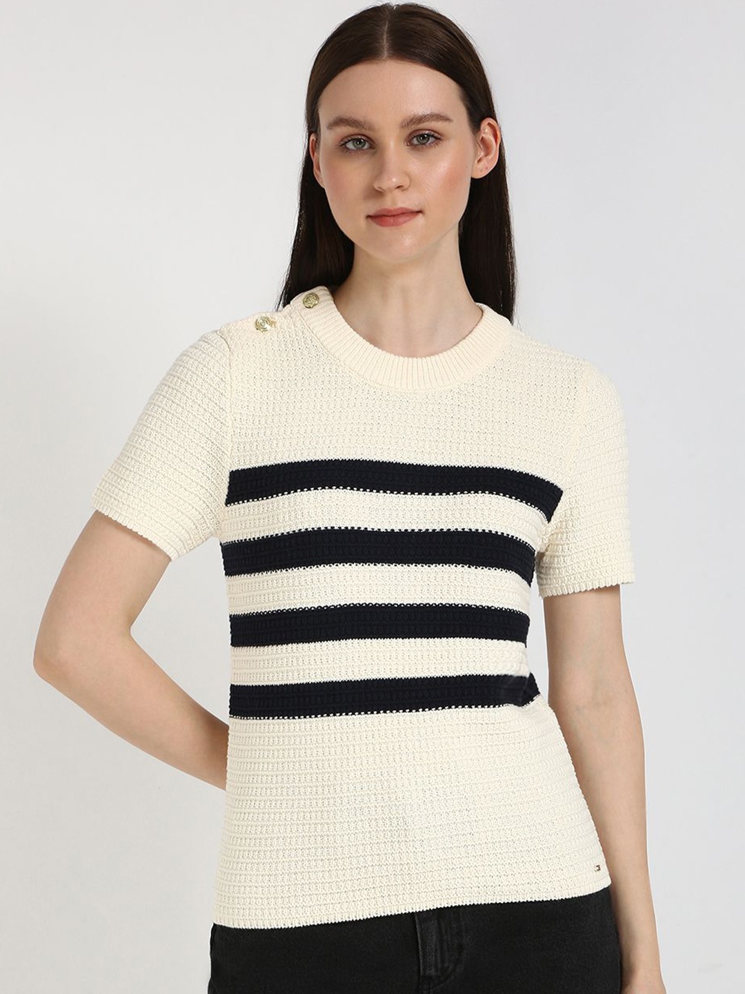 

Tommy Hilfiger Women Striped Pullover Sweater, Beige