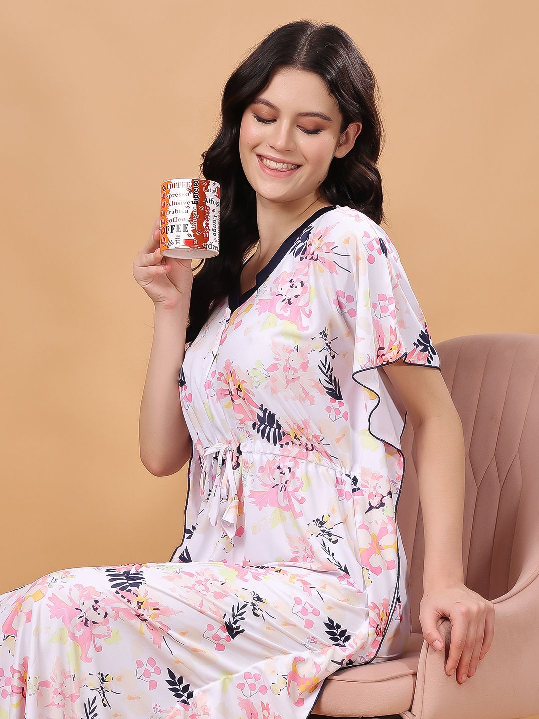 

CHUI MUI Women Printed Maxi Nightdress, Pink