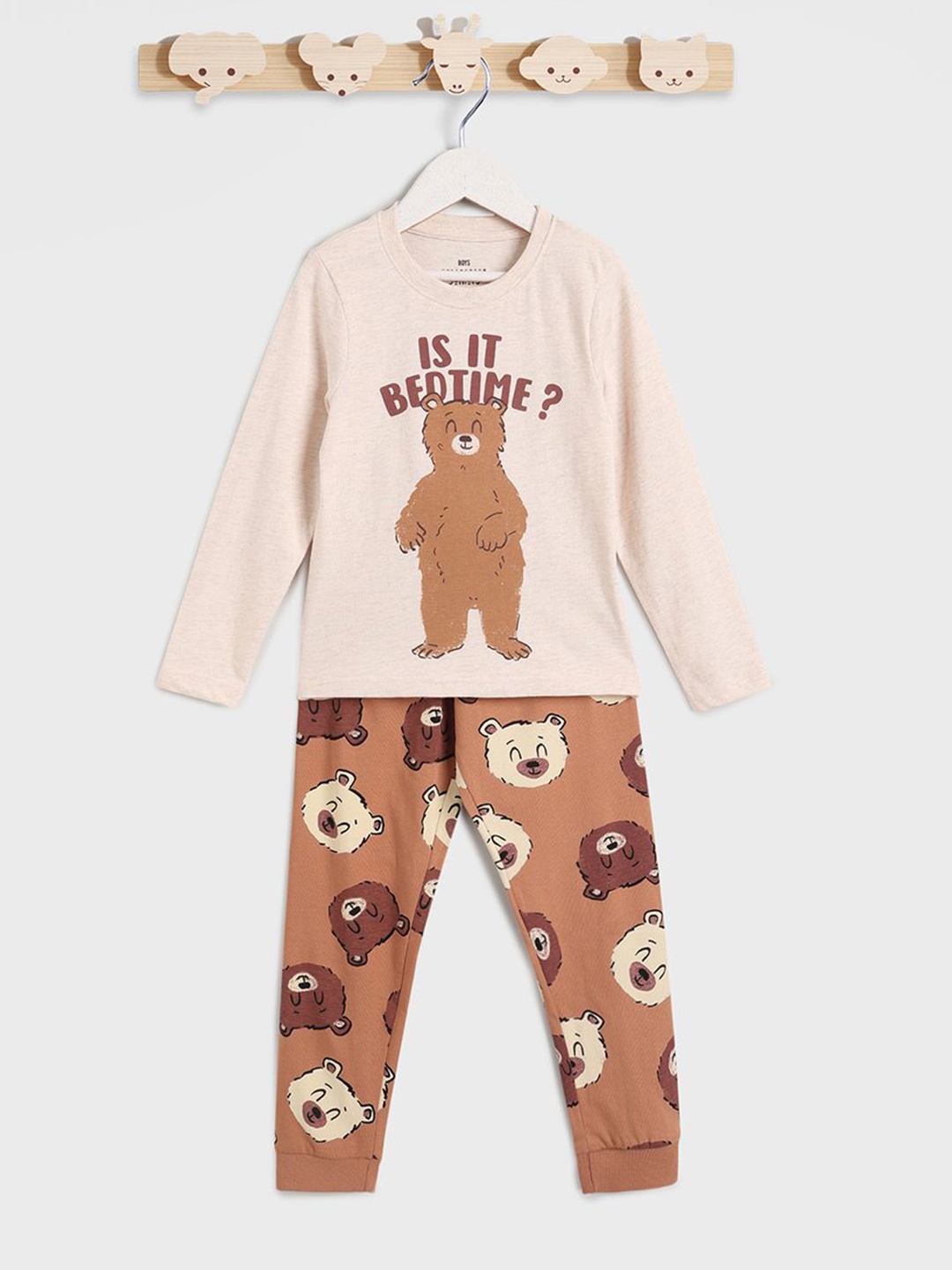 

Juniors by Babyshop Boys Printed Pure Cotton T-Shirt With Joggers, Cream
