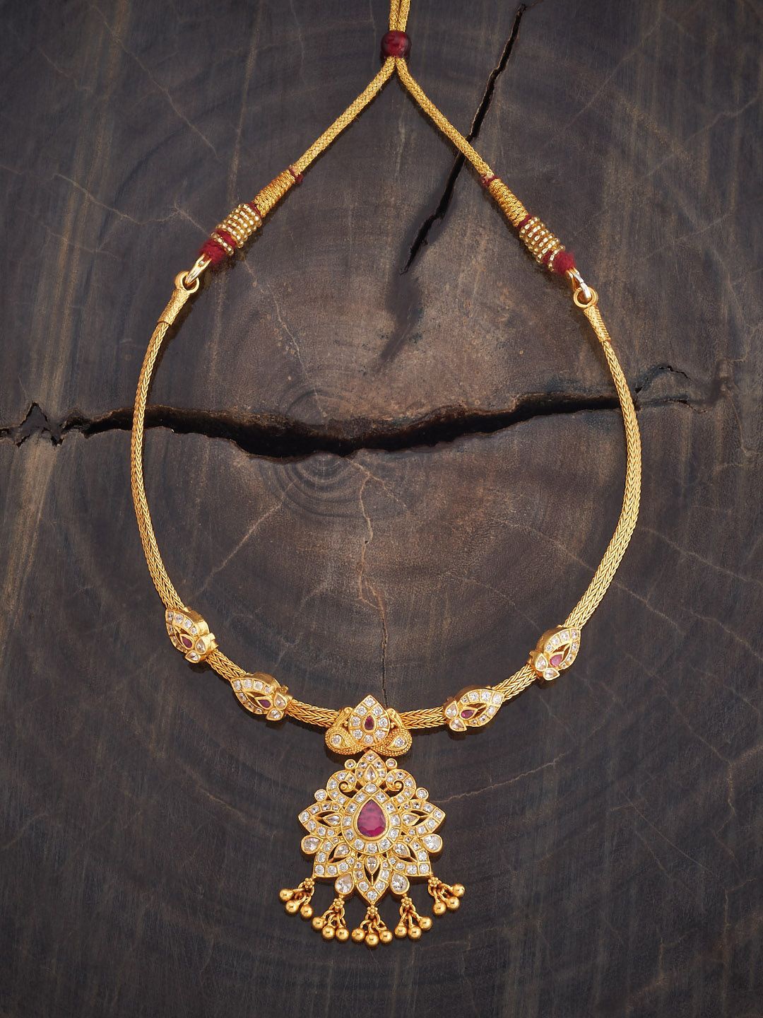 

Kushal's Fashion Jewellery Sterling Silver Gold-Plated Temple Necklace