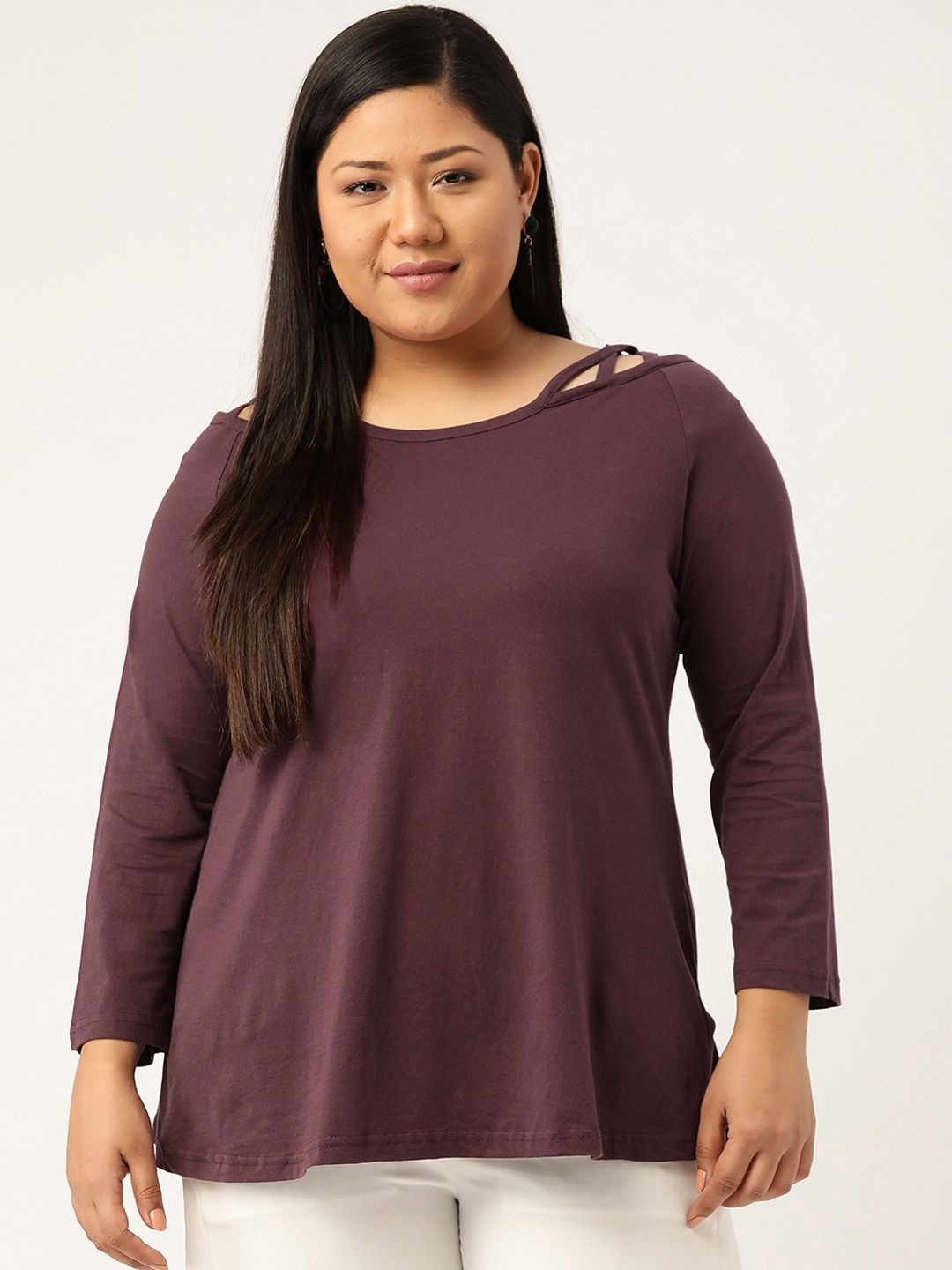 

theRebelinme Women Cotton Plus Size Top, Purple