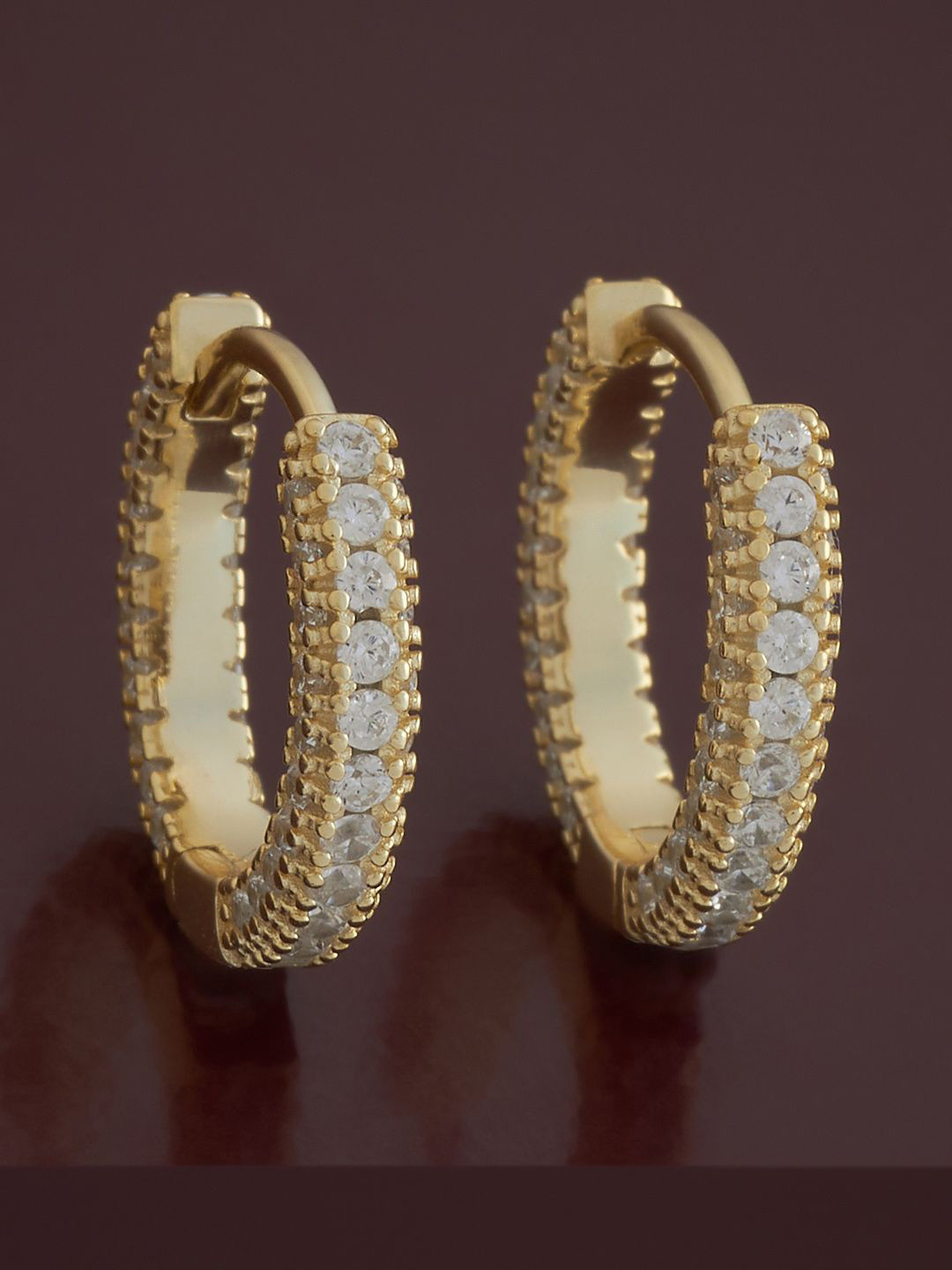 

Kushal's Fashion Jewellery 92.5 Sterling Silver Gold-Plated Zircon Circular Hoop Earrings