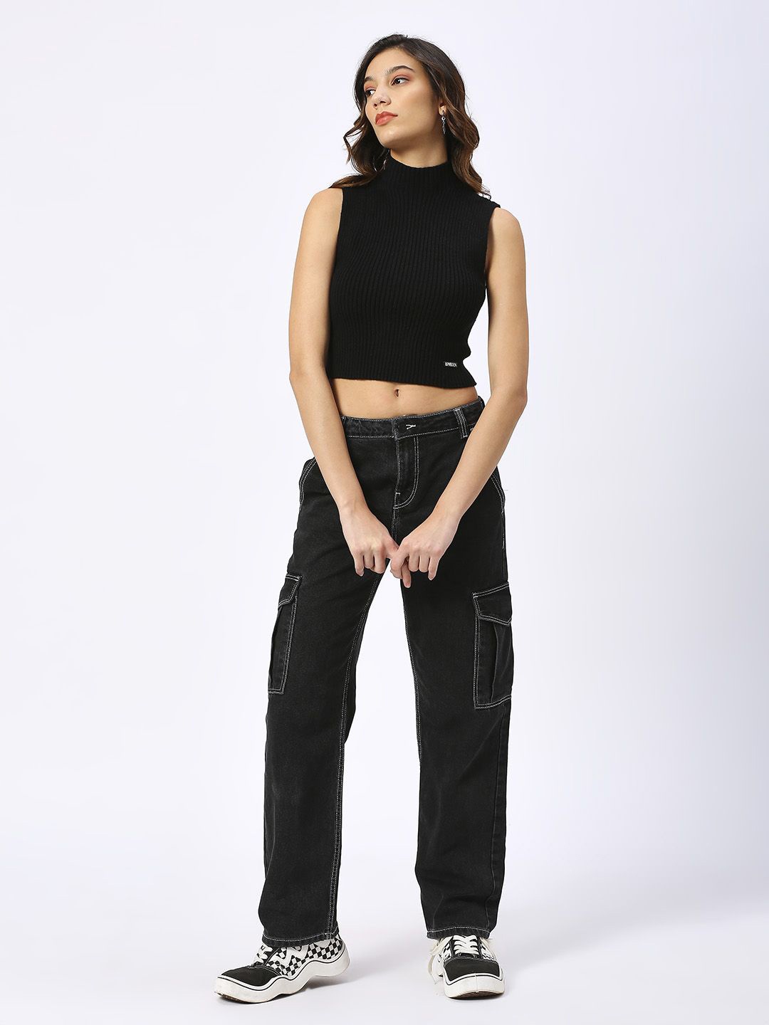 

LOVEGEN Women's Black Turtle Neck Top