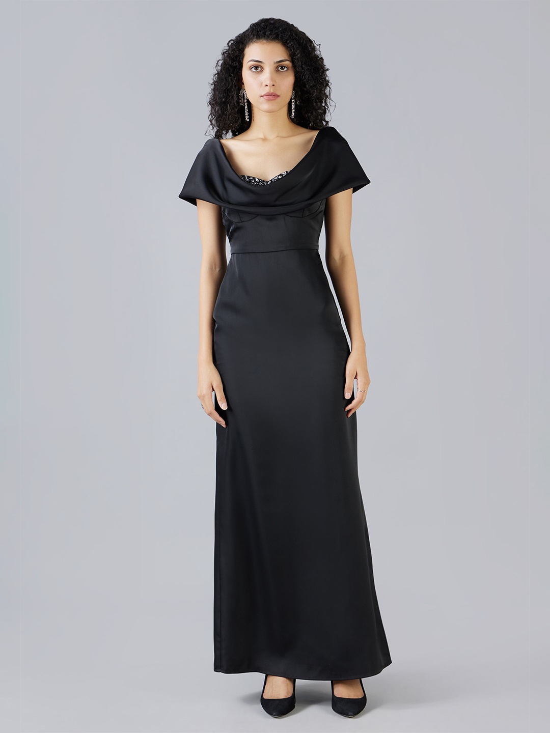 

MISH X Cowl Neck Maxi Dress, Black