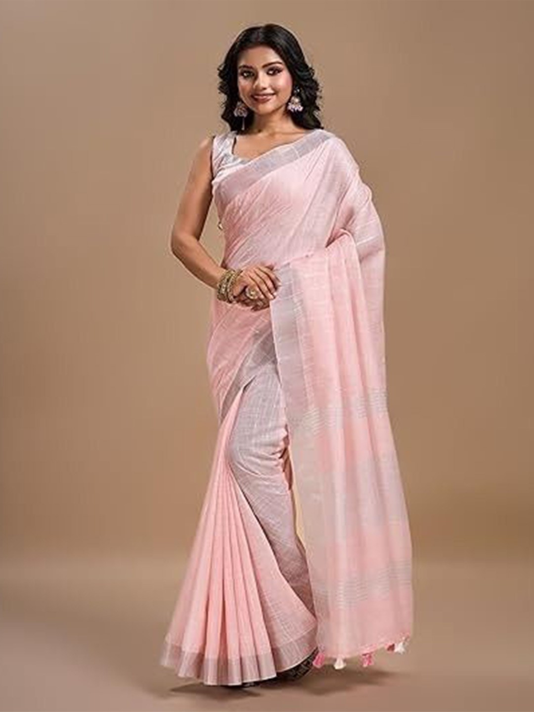 

NEGRONI Woven Design Ready to Wear Saree, Pink