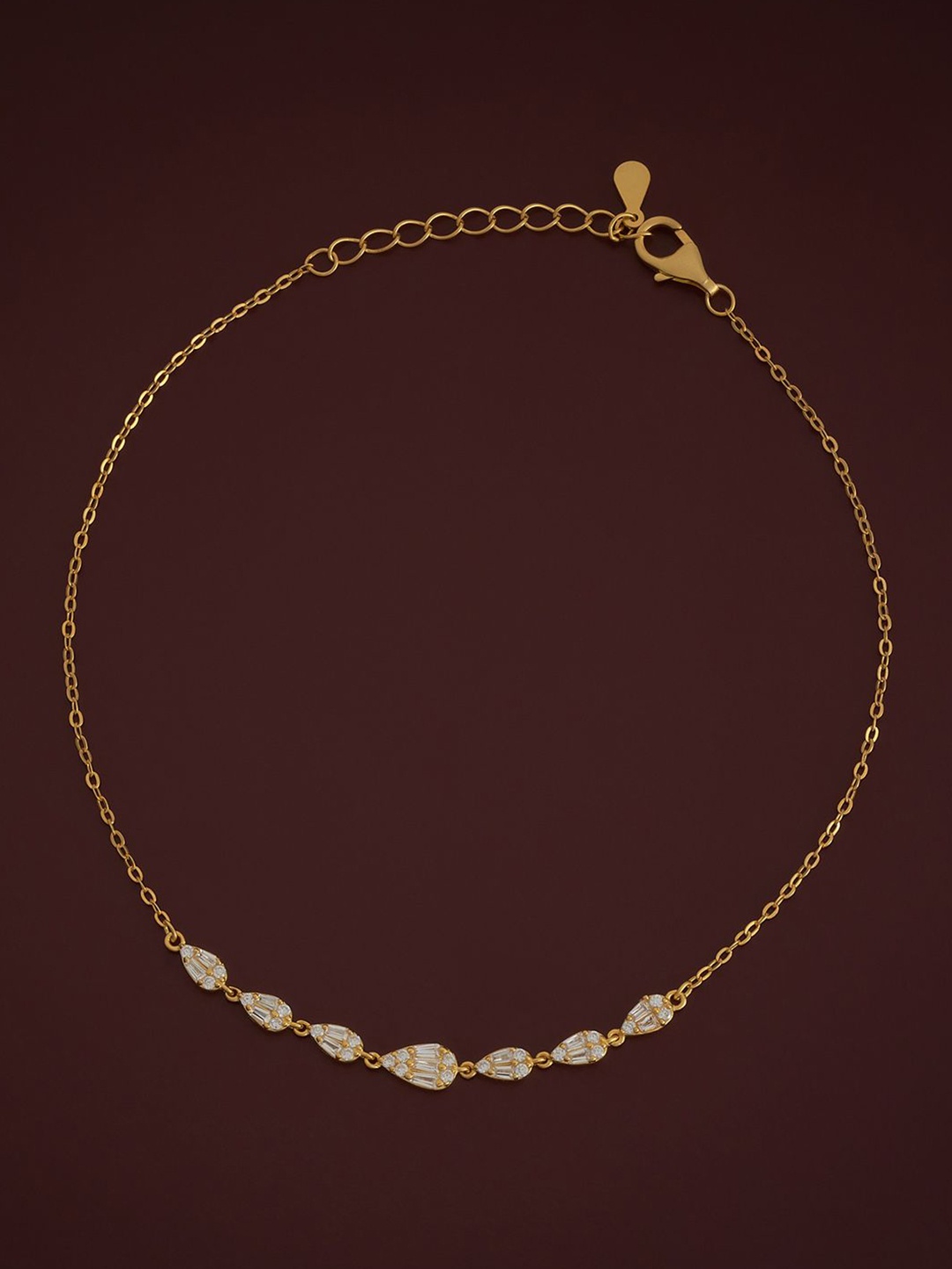 

Kushal's Fashion Jewellery Sterling Silver Gold-Plated Artificial Stones Anklet