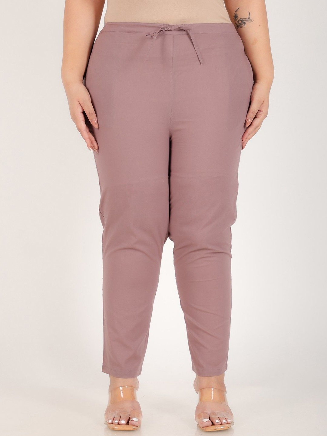 

Aramya Women Cotton Slim Fit Trousers, Brown