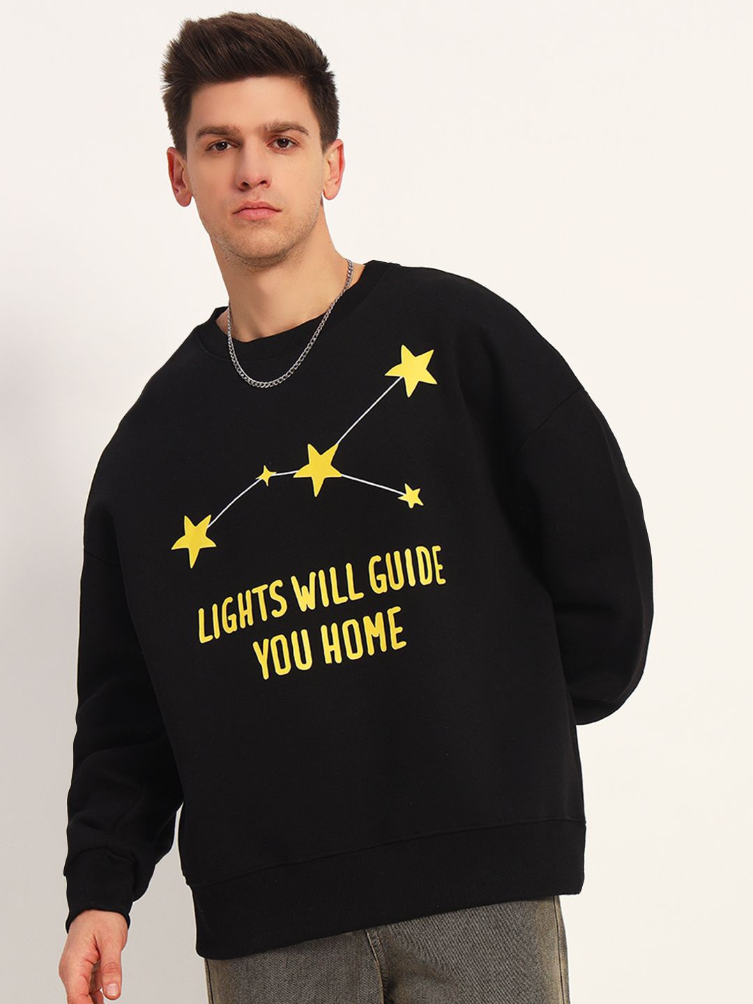 

COLOR CAPITAL Unisex Printed Long Sleeves Sweatshirt, Black