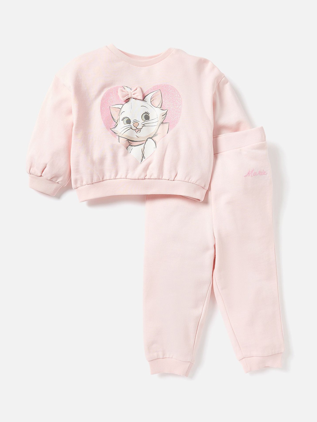 

Juniors by Babyshop Girls Printed Pure Cotton Sweatshirt and Joggers, Pink