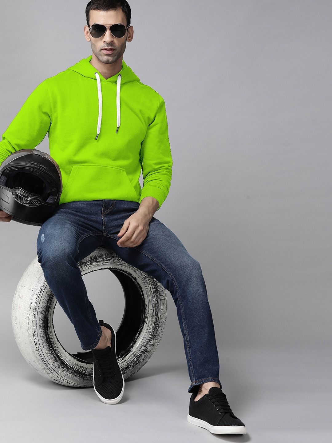 

ELLITI Men Hooded Sweatshirt, Fluorescent green