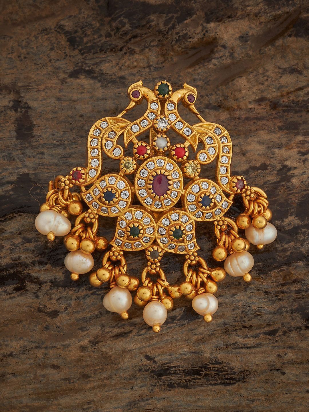 

Kushal's Fashion Jewellery Gold-Plated Peacock Shaped Pendants