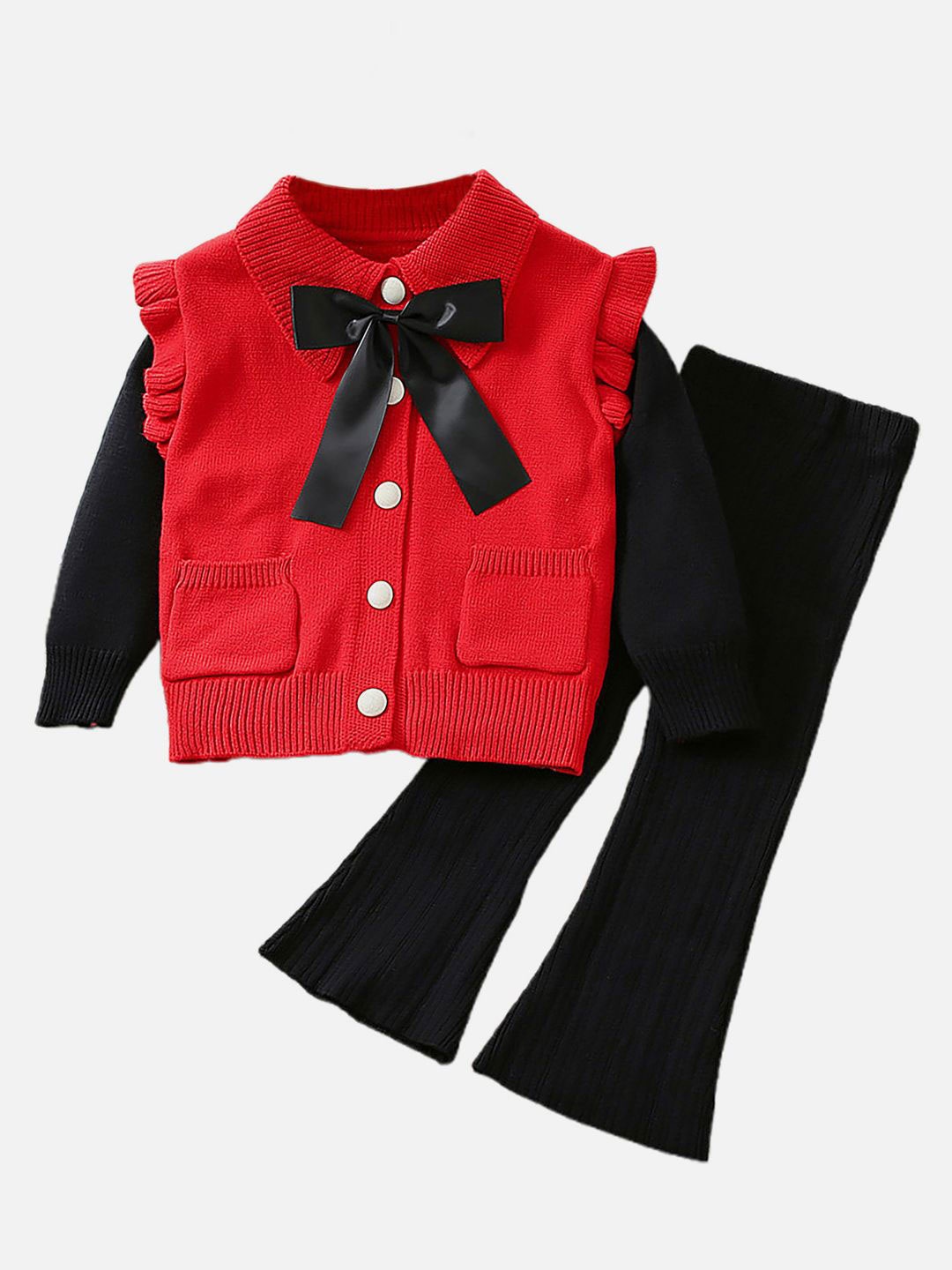 

Little Surprise Box LLP Unisex Kids Shirt Collar Tunic with Trousers, Red