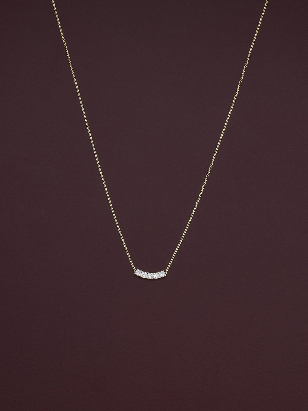 

Kushal's Fashion Jewellery 92.5 Pure Silver Gold-Plated Cubic Zirconia Stone Studded Chain