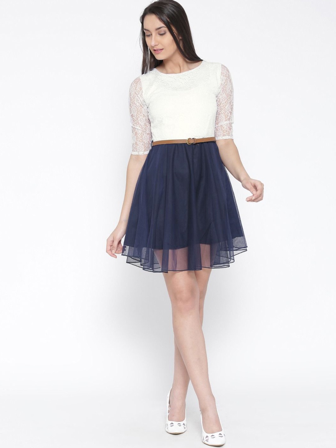 

Moda Rapido Net Fit & Flare Mini Dress, White