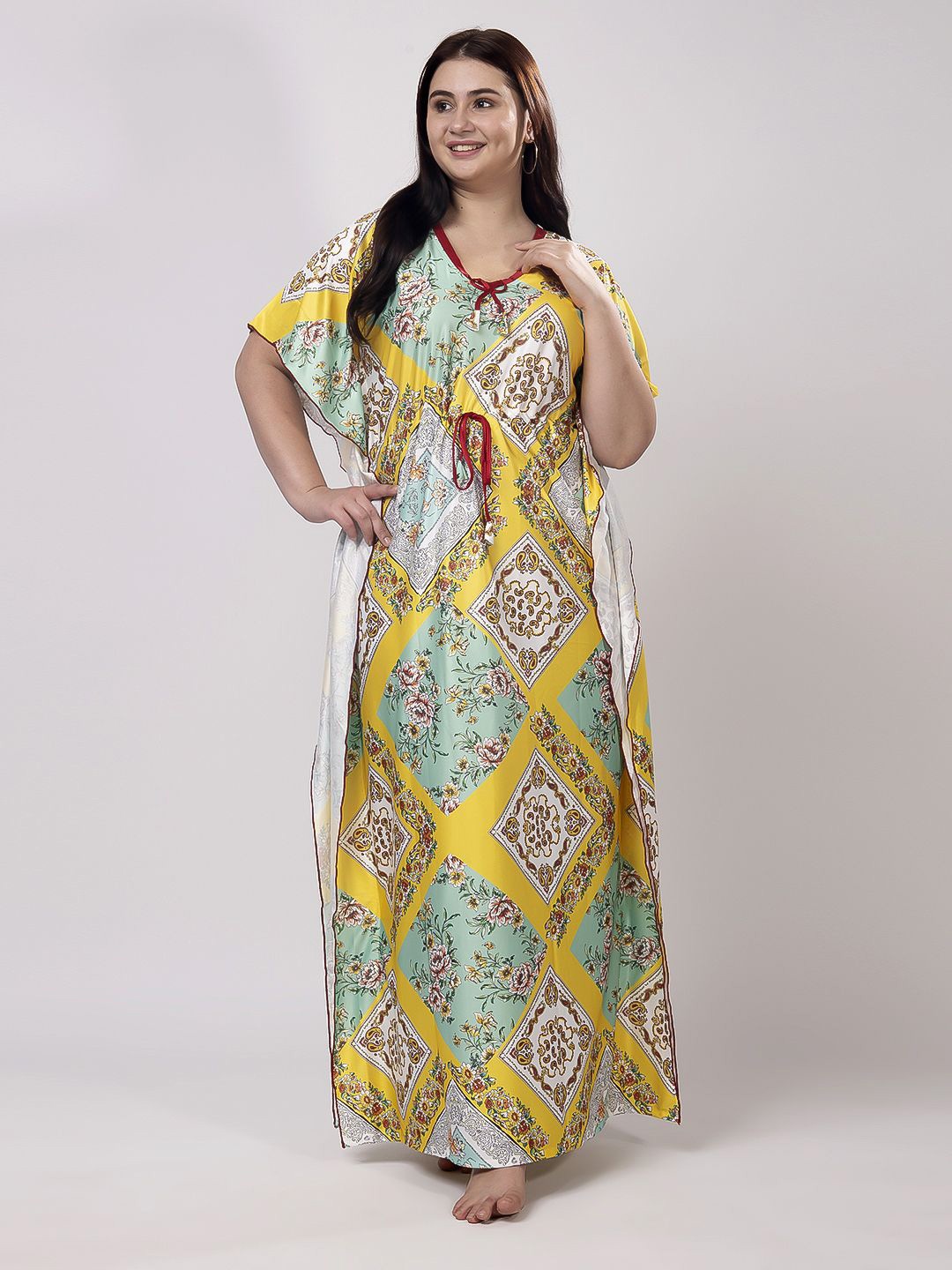 

CHUI MUI Women Printed Maxi Nightdress, Yellow