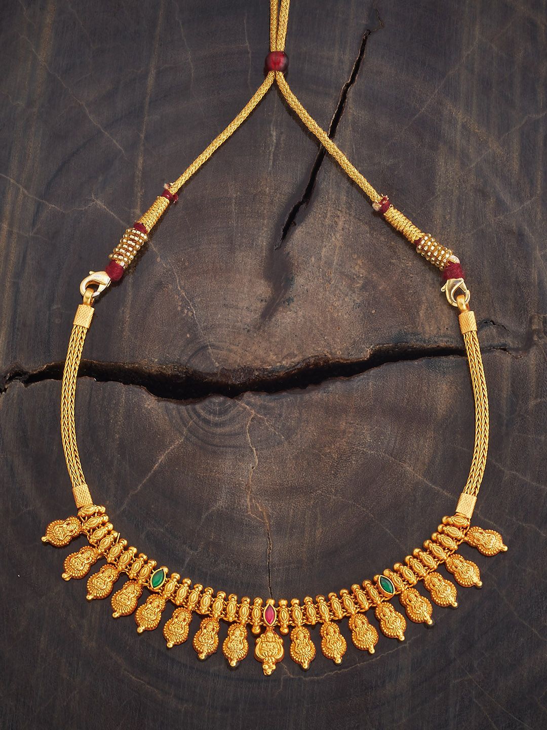 

Kushal's Fashion Jewellery Sterling Silver Gold-Plated Temple Necklace