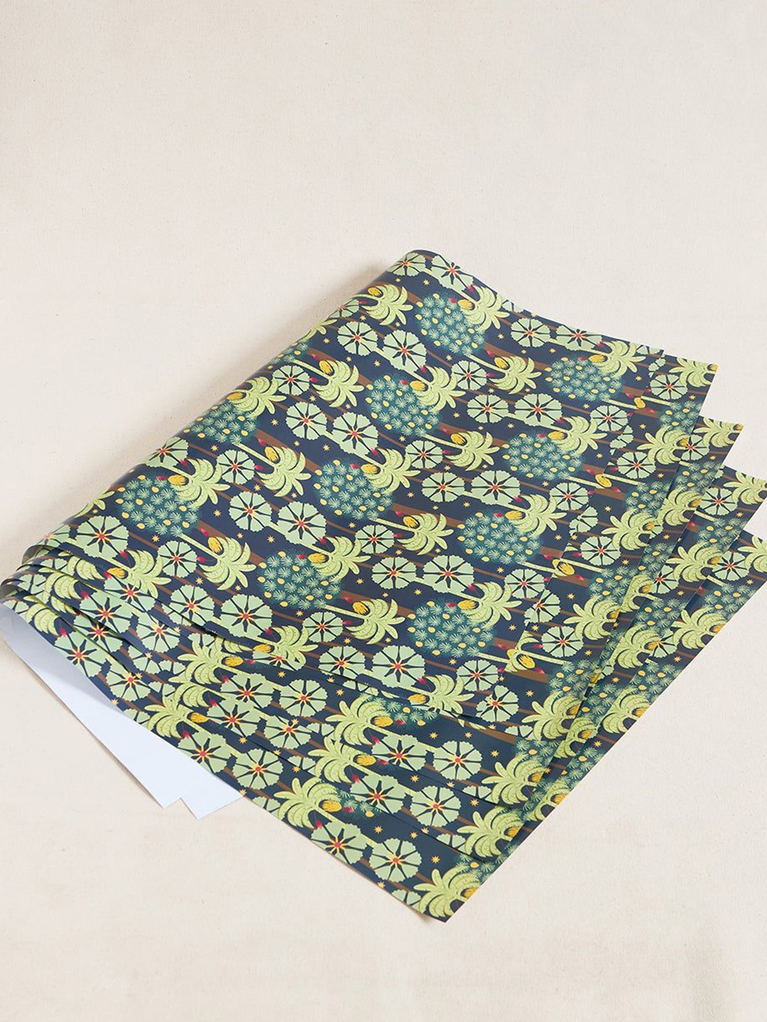 

Chumbak Set Of 5 Self Design Saanjh Wrapping Sheet Craft Accessories Stationery, Green