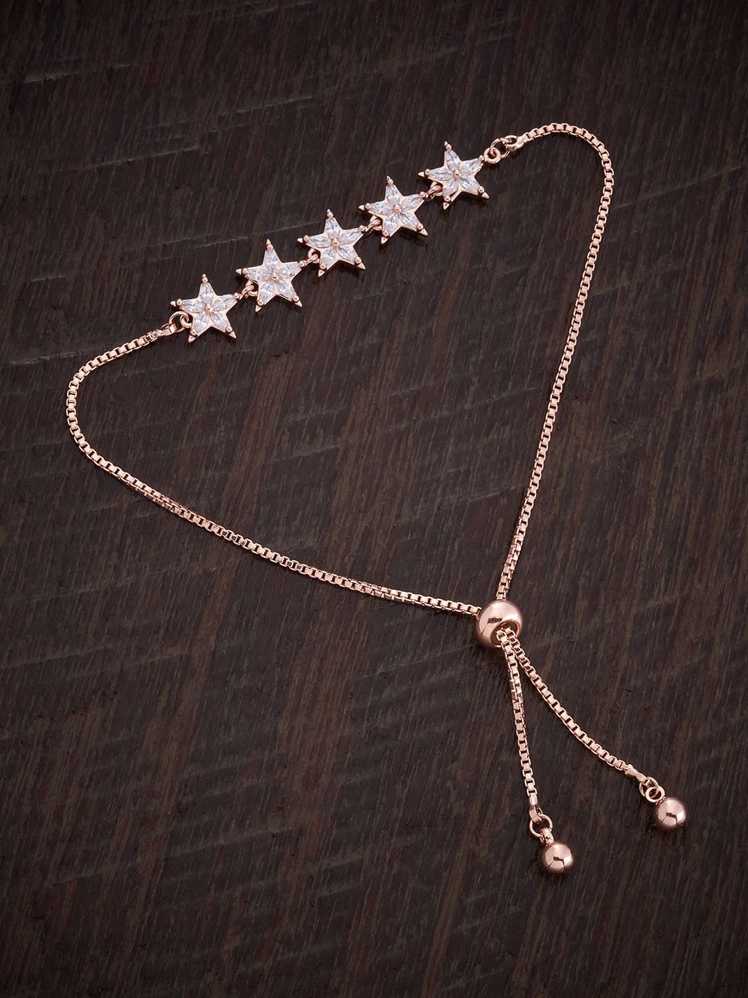 

Kushal's Fashion Jewellery Cubic Zirconia Rose Gold-Plated Link Bracelet