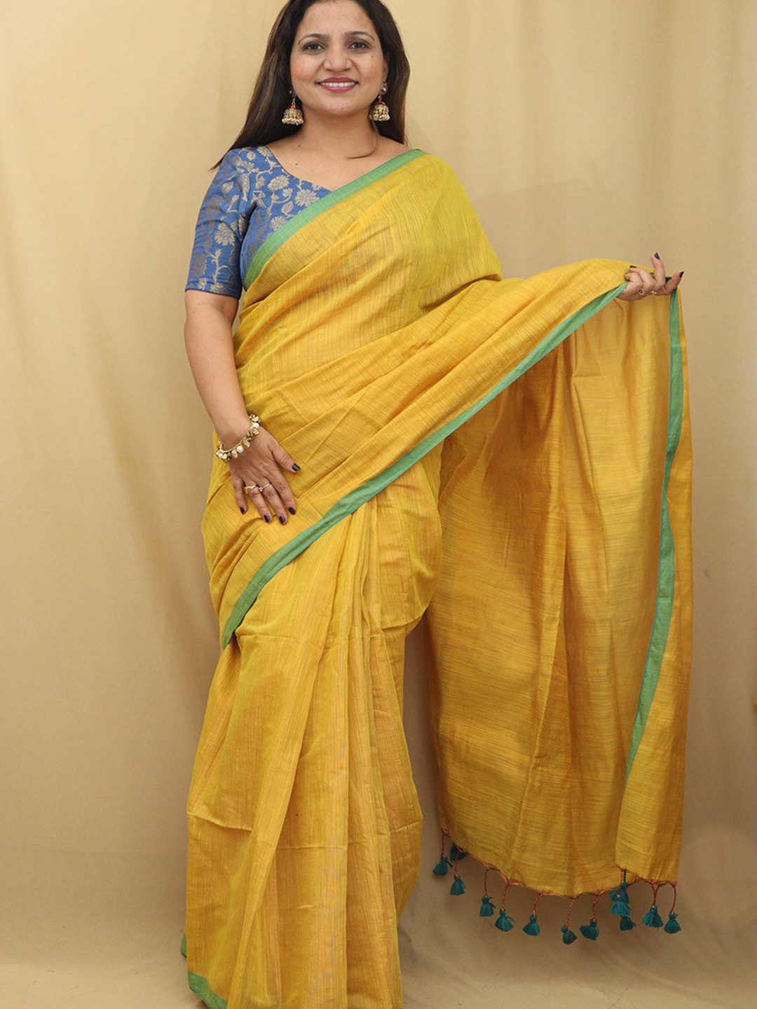 

Luxurionworld Tissue Daily Wear Saree, Yellow