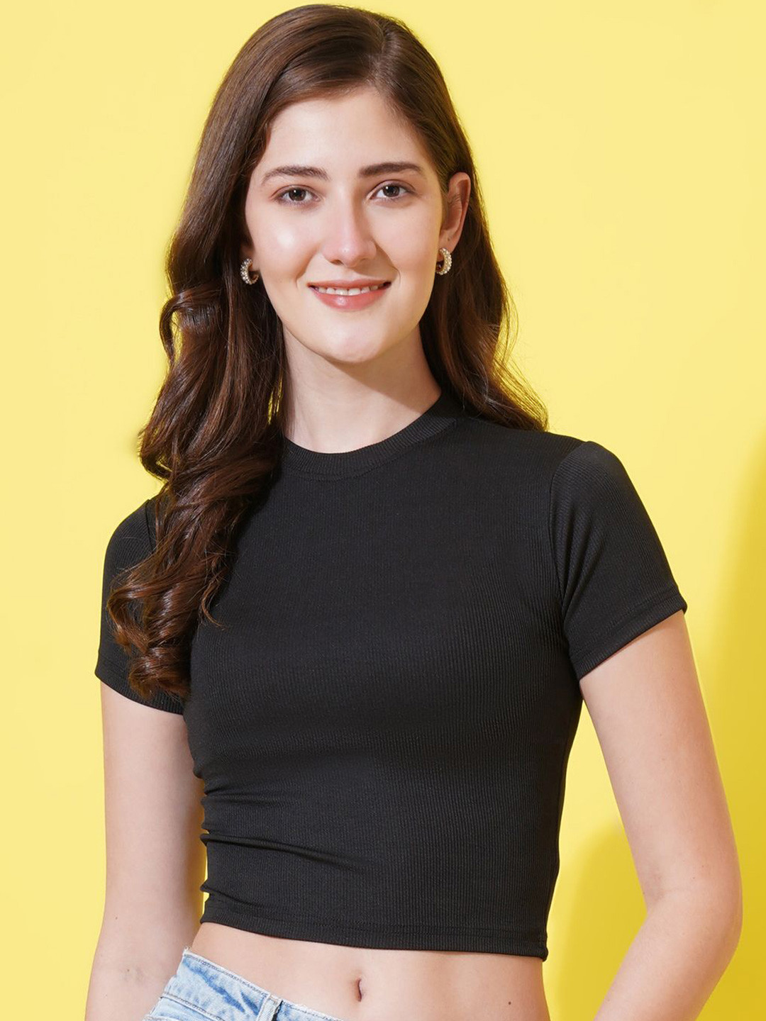 

Moda Rapido Crepe Crop Top, Black