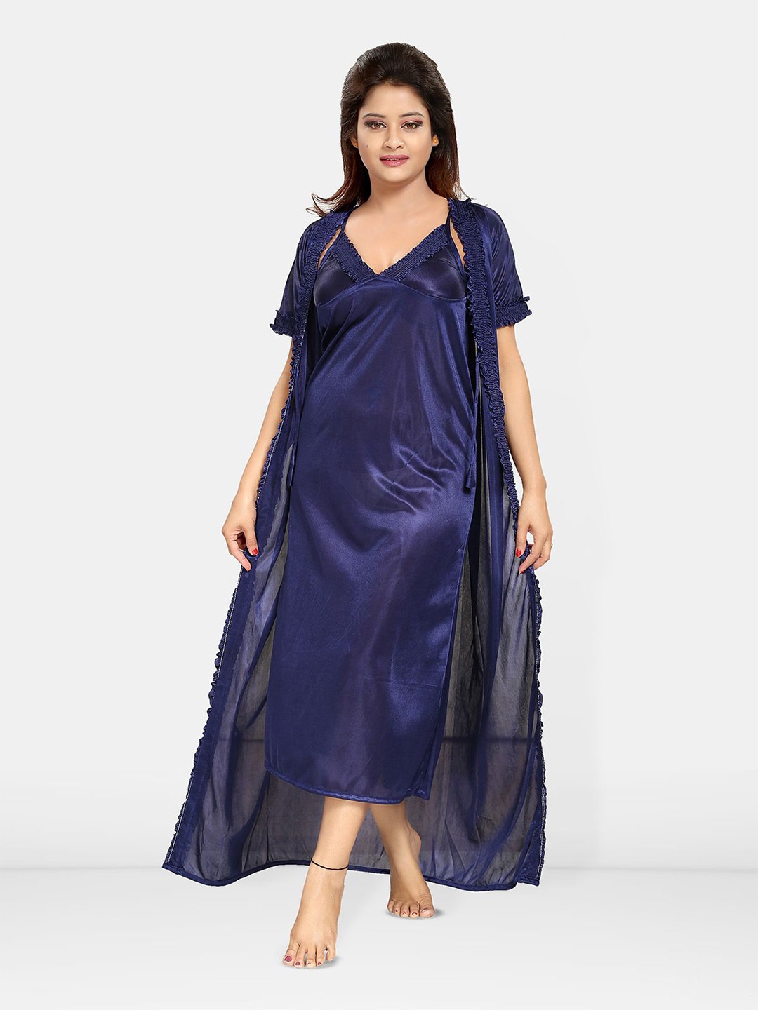 

Be You Satin Maxi Nightdress, Navy blue