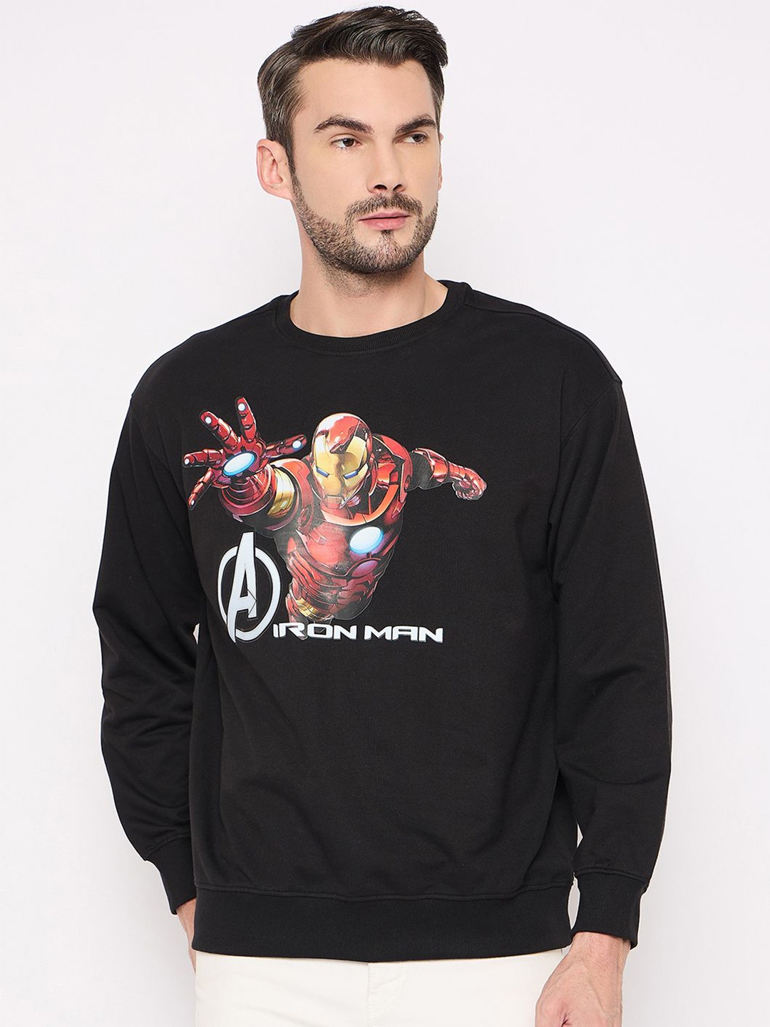 

Wear Your Mind Men Iron Man Printed Sweatshirt, Black