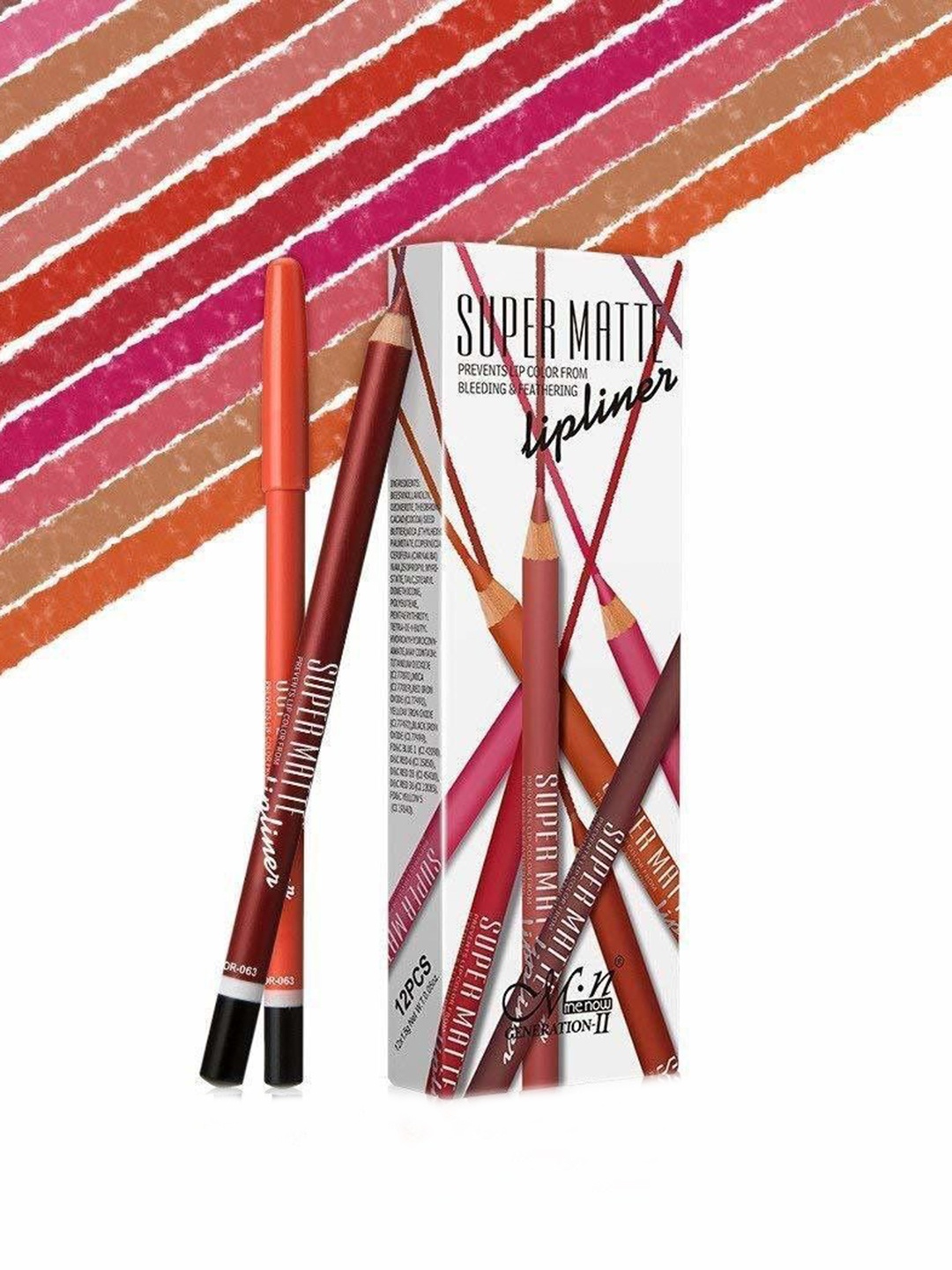 

Lenon Set Of 12 Super Matte Lip Liner, Multi