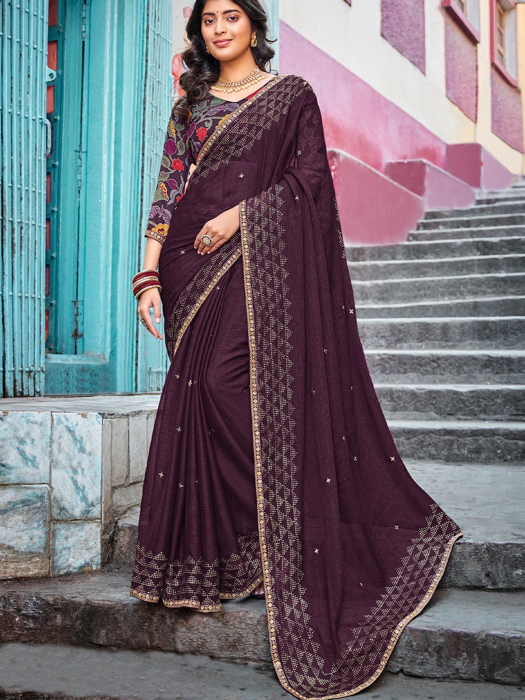 

Laxmipati Poly Chiffon Saree, Magenta