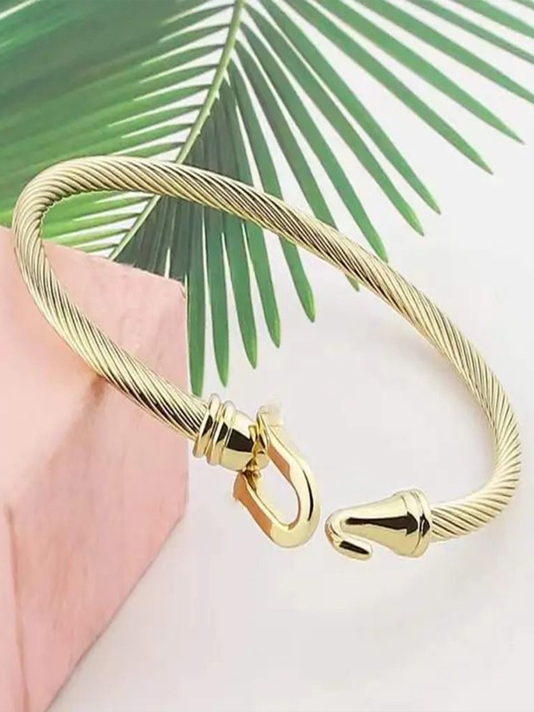 

MEENAZ Gold-Plated Stainless Steel Anti-Tarnish Kada Bracelet
