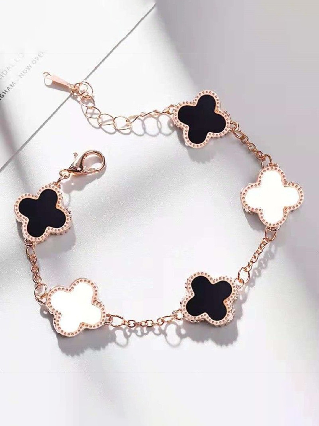 

MEENAZ Rose Gold-Plated Stainless Steel Anti-Tarnish Link Bracelet