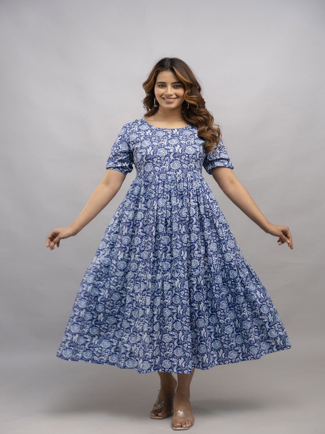 

Malia Floral Print Fit & Flare Maxi Dress, Blue