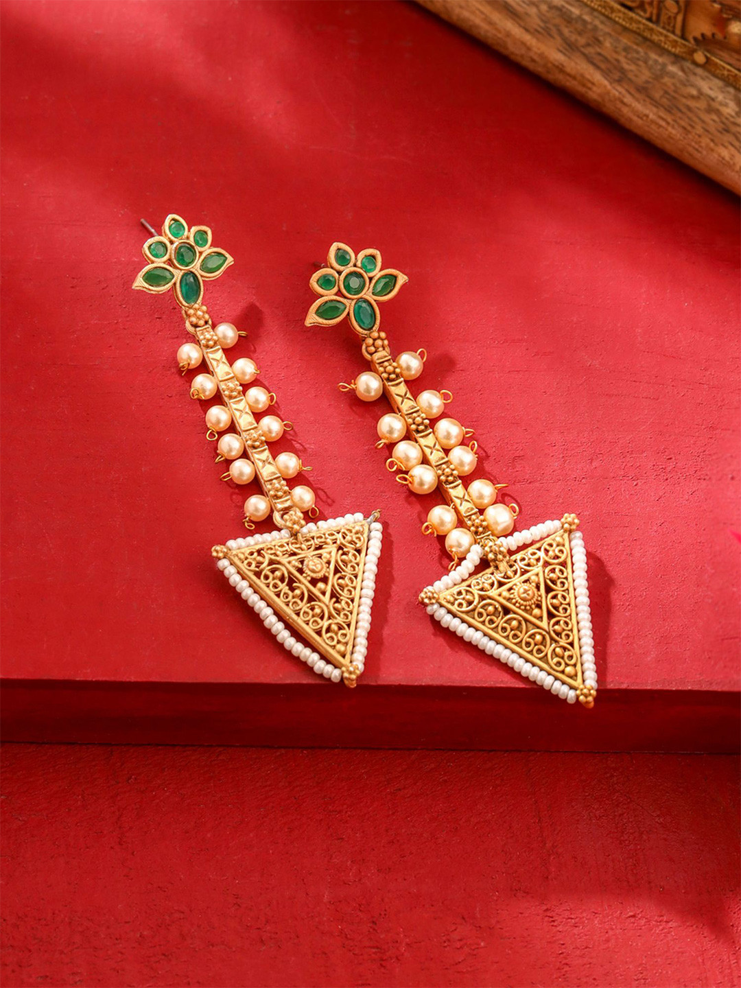 

Yellow Chimes Gold-Plated Contemporary Drop Earrings