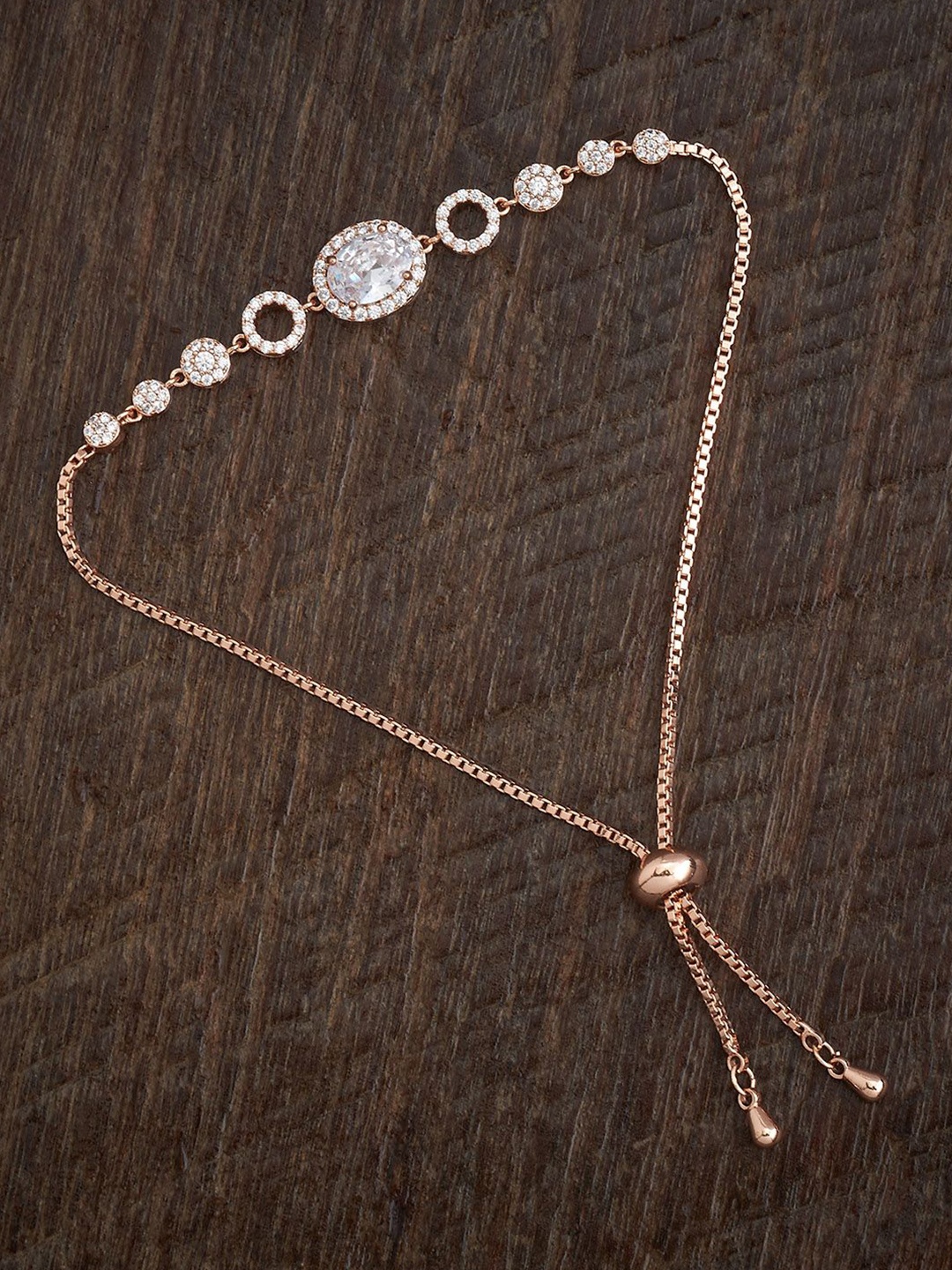 

Kushal's Fashion Jewellery Cubic Zirconia Rose Gold-Plated Link Bracelet