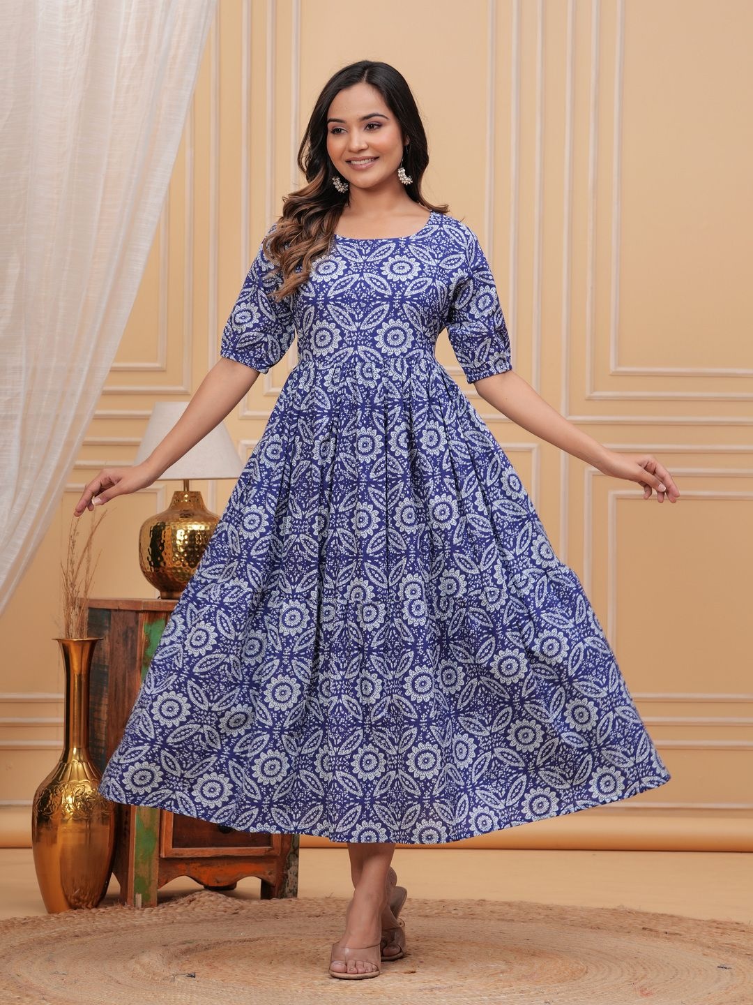 

Malia Floral Print Fit & Flare Maxi Dress, Blue