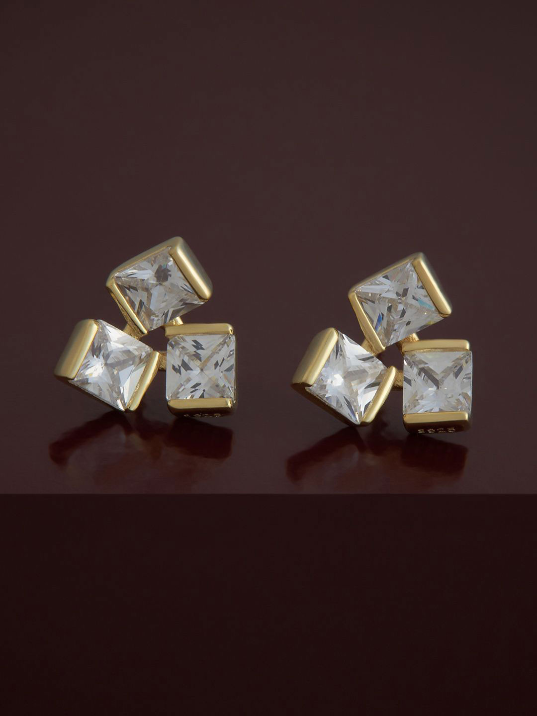 

Kushal's Fashion Jewellery 92.5 Sterling Silver Gold Plated Zircon Temple Studs
