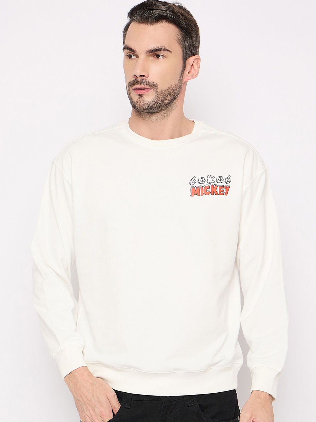 

Wear Your Mind Men Printed Pullover Sweatshirt, White