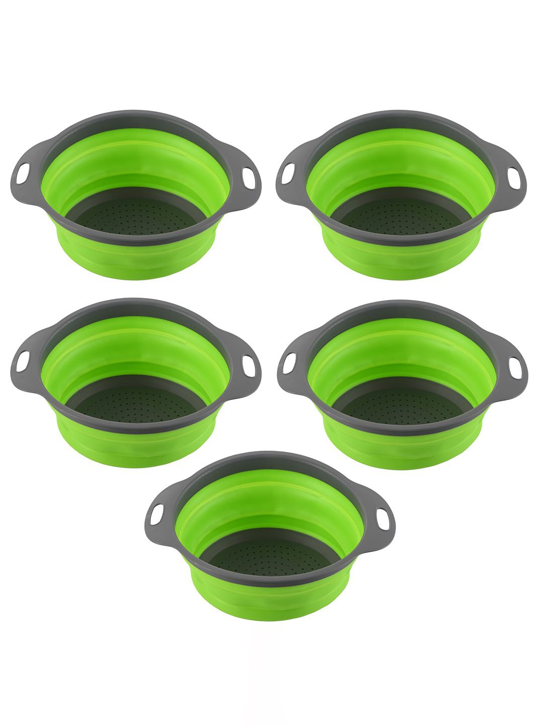 

Kuber Industries Green & Grey 5 Pieces Multipurpose Silicon Kitchen Strainer